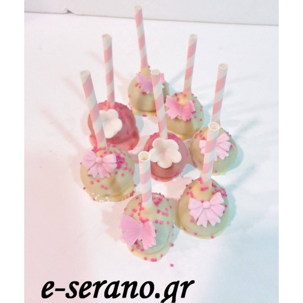 Cake pops λουλούδι-πεταλούδα-φιόγκος