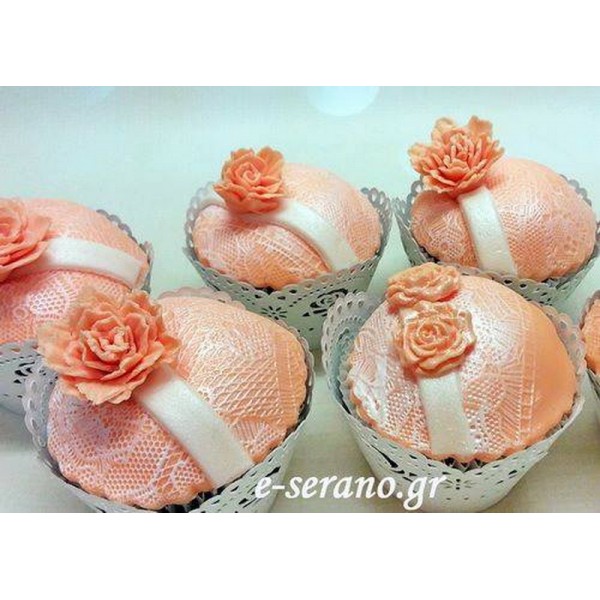 Cupcakes δαντέλα-λουλούδι