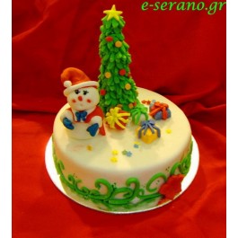 Χριστουγεννιάτικη τούρτα χιονάνθρωπος στο δέντρο